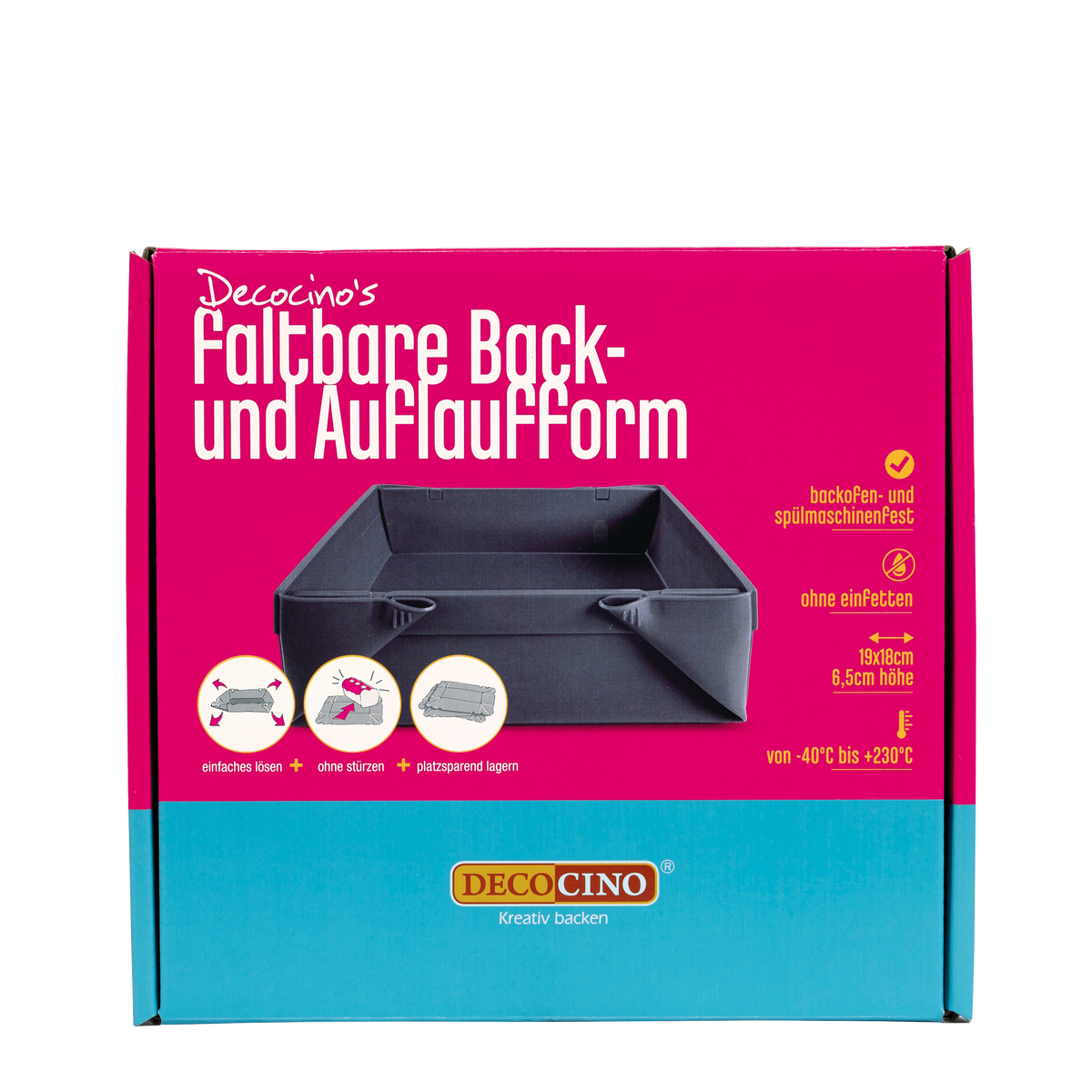 Faltbare Back- und Auflaufform 19x18x6,5cm
