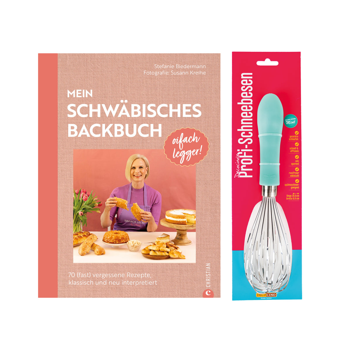 Oifach legger Back-Set 2: Backbuch + Schneebesen groß