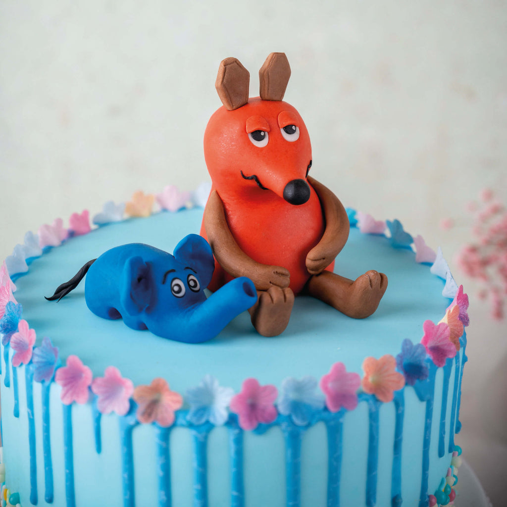 Maus und Elefant Torte mit Fondant Blau (250g)