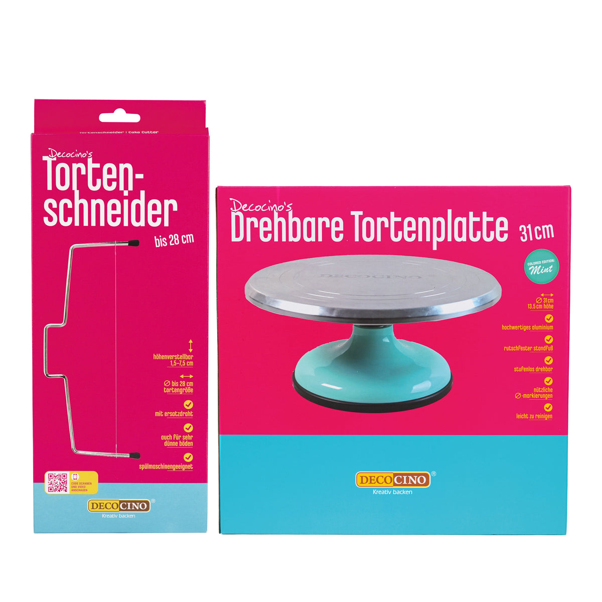 
SET: Drehbare Tortenplatte und Tortenschneider
